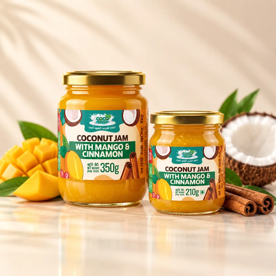 Coco Fresh Coconut Jam — Label design, product packaging, image 2